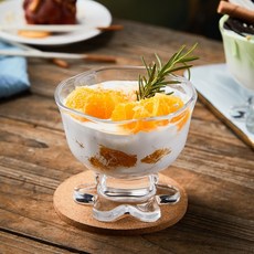 Daparang花萼高腳優格冰淇淋甜點玻璃杯 HJ0354 220ml, 透明, 1個