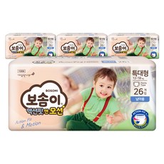 보솜이 액션핏앤모션 팬티형 기저귀 남아용, 특대형(XL), 104매