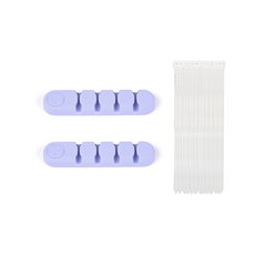 브리스크스타일 컴퓨터 멀티탭 케이블픽스 2p + 케이블타이 소형 400p 세트 라벤더, 1세트