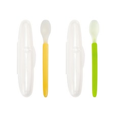 COMBI 湯匙 2款+收納盒, 綠色+橘色, 1組