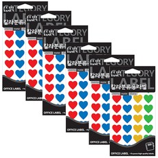 유광 견출지 하트 20-342A, 혼합색상, 6개