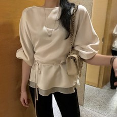 비비에모 여리나 레이어드 스트랩 블라우스 11543