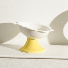 파스텔펫 반려동물 플라워 세라믹 경사식기, 화이트, 1개