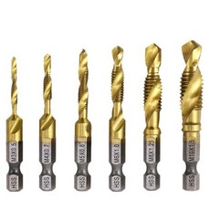 StanMan 六角柄鈦塗層 HSS 攻牙鑽頭 6件組, 1組