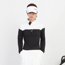 MINEFLOW 女性用 The Mind BTW 撞色領長袖高爾夫T恤