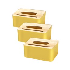 Booth Market 簡約長方形木製面紙托盤 B款 3入, 黃色