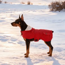 PASTEL PET 寵物菱格紋鋪棉毛絨內裡外套, 紅色, 1個