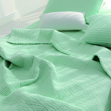 하프데이 국내 제조 피그먼트 60수 순면 줄누비 이불 스프레드, 애플민트