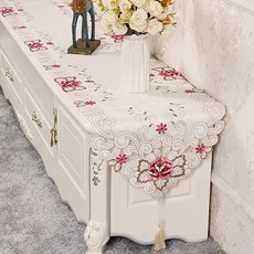 花朵刺繡客廳櫃抽屜櫃蓋布桌旗, 07, 40 x 268 cm