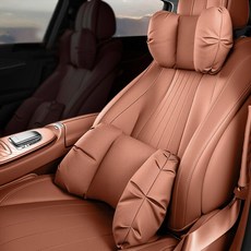 GMZ MOTORS 車用彈性頸枕 + 腰枕組, 棕色, 1套