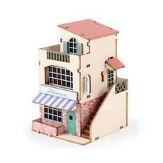 YoungModeler 英工房 迷你歐式咖啡館 佛羅倫斯立體木製組裝套件, 混合顏色, 1個, 1