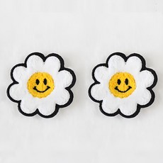 COTS 縫紉式布貼 花朵笑臉 2入, 2個, 花微笑