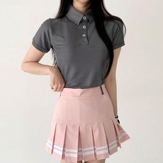 MINEFLOW 女款 PTW 細格紋短袖翻領T恤