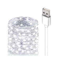 AHOYE 防水LED裸燈珠燈串 100燈 USB供電 10米 戶外燈飾 白色, 1組