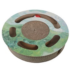 부투펫 프린팅 장난감 고양이 원형 스크래쳐, 그린, 1개