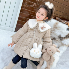 Orenjidamom 女童羊羔絨立體兔子荷葉領外套