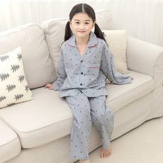 JJiniya 女童 Cocosta 棉質長袖睡衣上裝和下裝套裝