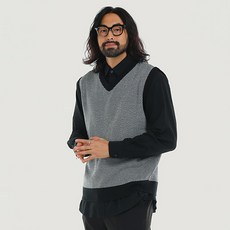 FiveXLarge 男士寬鬆版人字紋針織V領背心