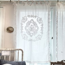 MaMaison 亞麻刺繡亮點窗簾 CUMV41-120, 白色