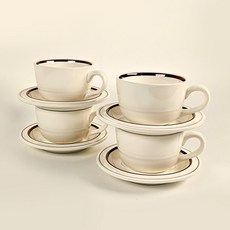 시라쿠스 메이플 커피잔 200ml, 라인브라운, 4개