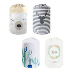 Bsbestshop 圓筒形被子防水收納袋 4入, 1組, 睡熊，仙人掌，鹿，花