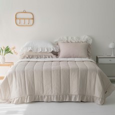 Reciente 亞麻泡泡紗夏季棉被, 米色