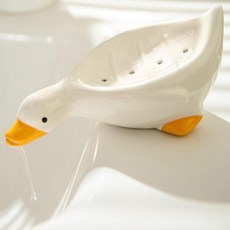 陶瓷鴨子瀝水肥皂盤, 1個, 白色