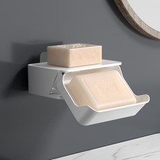 PEONIST 抽屜式瀝水壁掛肥皂架, 白色, 1個
