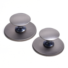 斗笠形圓盤底座櫥櫃把手 大 銀色, 2個