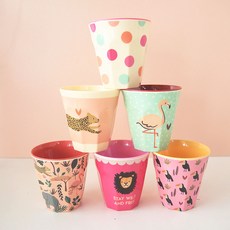 rice 幼兒印花水杯6入組 S號, Jungle Animal Pink款, 1組