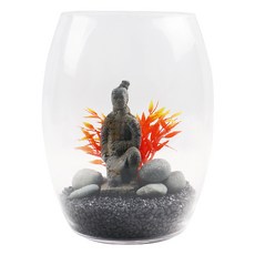 加濕長圓形玻璃球25魚缸套組, 黑色的