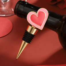 微笑的白色情人節愛心酒瓶塞, 金色, 1個