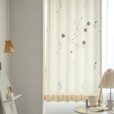 MAISONTEXTILE 小狗刺繡兒童房窗簾, 象牙白