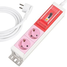 스윗홈 뉴잇 국산 고용량 알루미늄 컬러 누전차단 납작 멀티탭 2구 HOME-AL16E2, 라이트 핑크, 1개, 3m