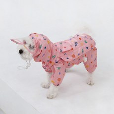 U&Pet 狗狗Drawing Pop連身雨衣, 粉紅色