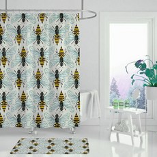 라인패턴 샤워커튼 벌패턴 180 x 165 cm, 1개