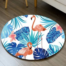 Duffle 風格火烈鳥多用途圓形地毯, no4