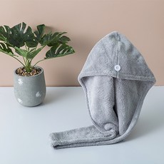 지엔 극세사 드라이 헤어타올 63 x 23 cm 90g, 그레이, 1개