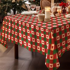Maket Gamseong 聖誕晚會冬季桌布, 1個, 格紋愛心, 90*150cm