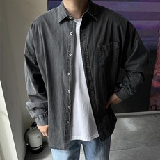 머시따 남성용 코튼 빈티지 피그먼트 셔츠