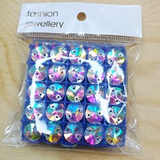 水晶玻璃手縫鑽 圓形AB, 50個, 混合色