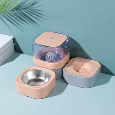 carno 寵物雙色半自動澆水餐具, 粉色的, 1個