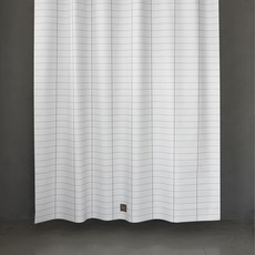 O&Design 179 布質浴簾 寬格紋 黑色, 1個, 黑色系