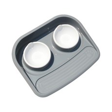 흘림 받침대 반려동물 식기 2구 YT_RC540, 그레이, 1개