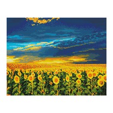 iLovePainting 招來財運的向日葵 DIY 串珠鑽石畫框組 40x50cm, 向日葵風景, 1個