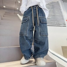 Uvely Luluhar 工裝寬鬆鬆緊腰牛仔褲