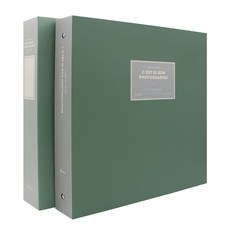 작은사진관 그랑데 대형 접착식내지 바인더 포토앨범, 그린, 50매