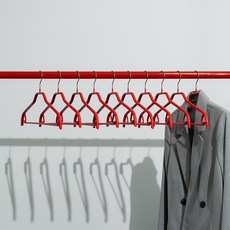 마와 논슬립 실루엣 옷걸이 41FRS, 레드, 10개