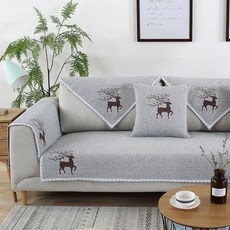 알럽홈 북유럽 플라워디어 자수 소파패드 TYPE1