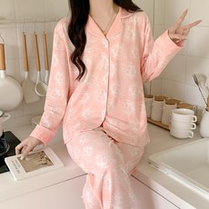 안나앤코 여성용 보헤미안 긴팔 잠옷 파자마 상하의 세트